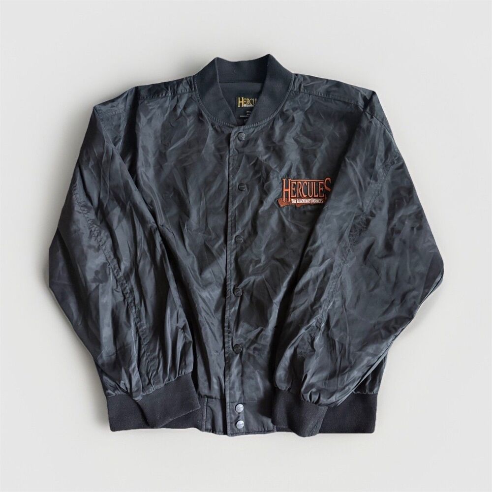 Hercules The Legendary Journeys Black Snap Front Jacket Embroidered Logo L